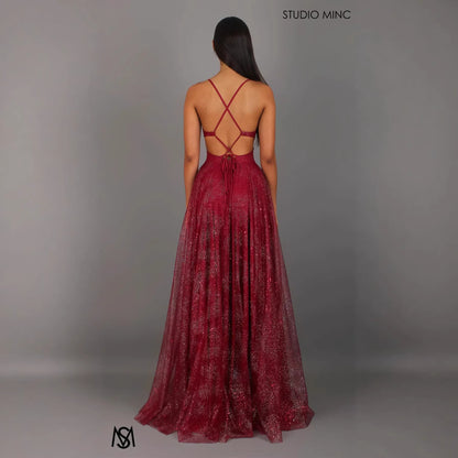 Women's High Waist Flared Hem Split Maxi Dress