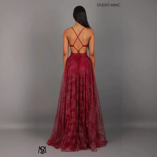 Women's High Waist Flared Hem Split Maxi Dress