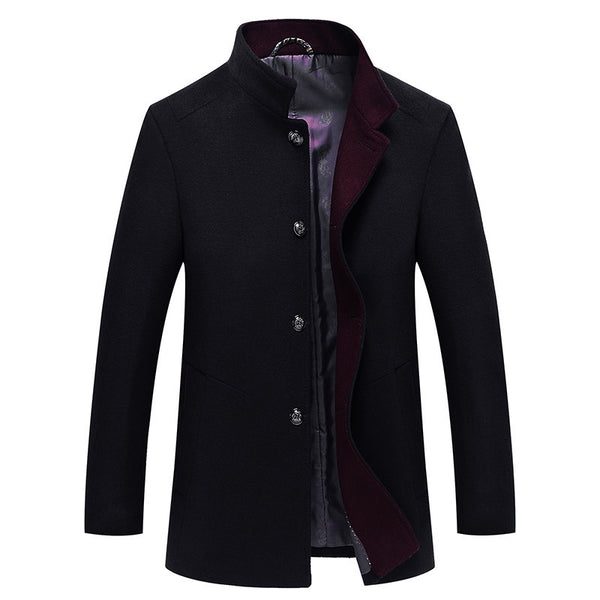Men's Mid-Length Wool Trench Coat