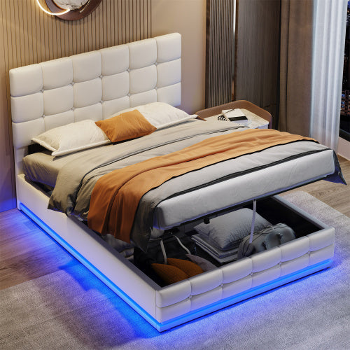 4ft6 LED Hydraulic Storage Bed