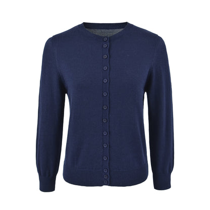 Round Neck Cropped Knit Cardigan