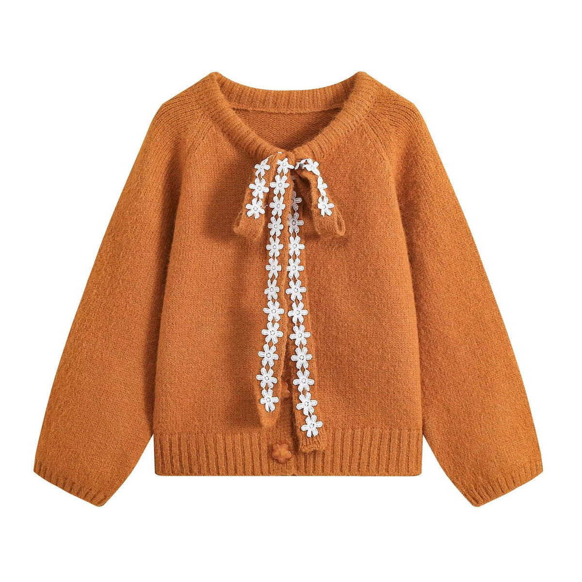 lace collar knitted sweater for women