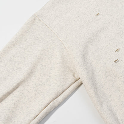 Casual versatile leopard print patchwork ripped hooded sweatshirt