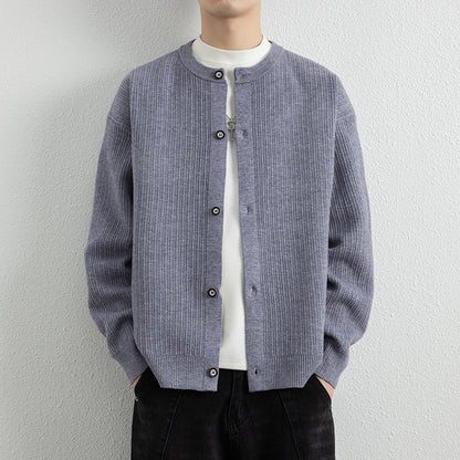 Men's Round Neck Cardigan Sweater