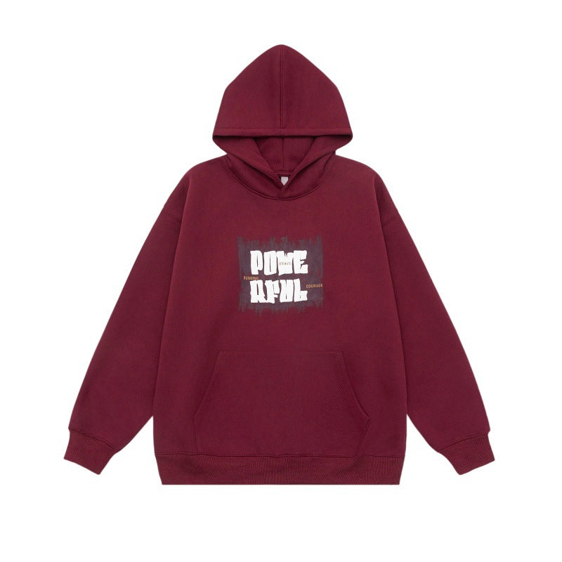 Letter Print Design Unisex Loose Fit Hoodie Sweatshirt