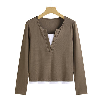 Slim fit round neck top - view 9