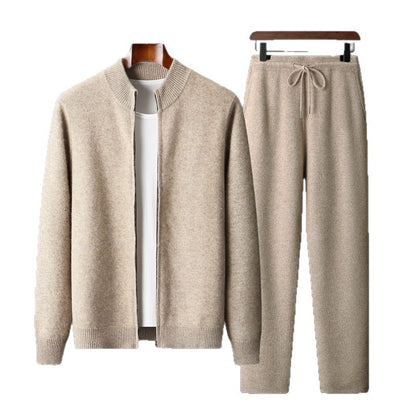 Stand Collar Zipper Cardigan Jacket Pants Set
