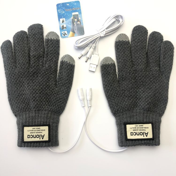 Men's 5-Finger Knitted Touchscreen Electric Heating Gloves