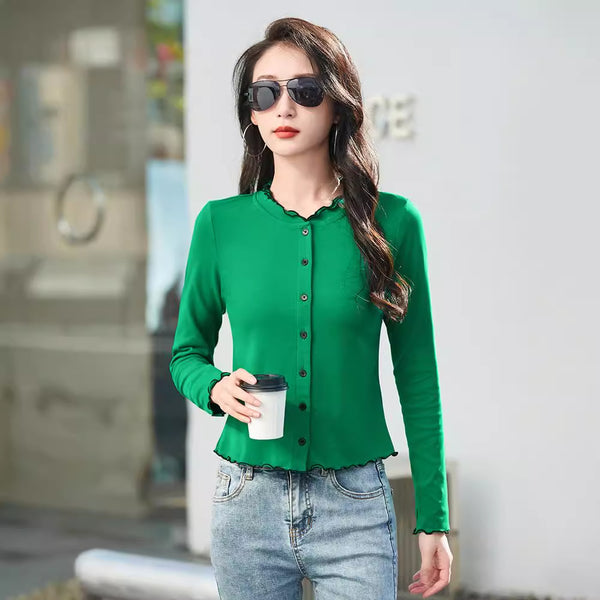 Slim button up cardigan long sleeved top