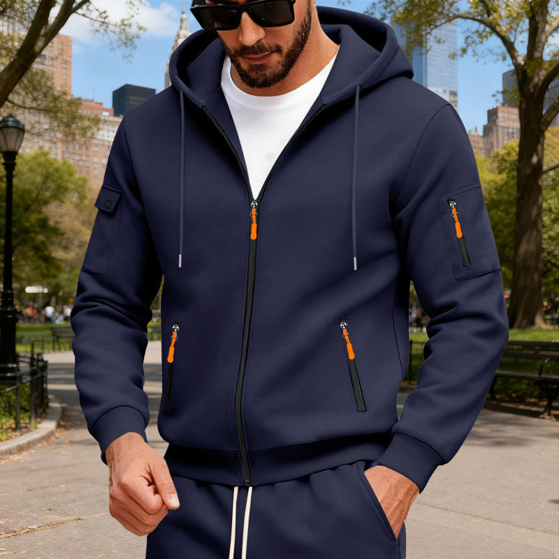 Men's full zip loose hoodies
