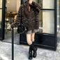 Zebra striped color blocked loose V-neck sweater