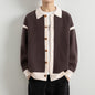 Men's Casual Color Block Lapel Knit Cardigan