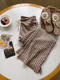 Loose striped drawstring waistband pocket casual pants
