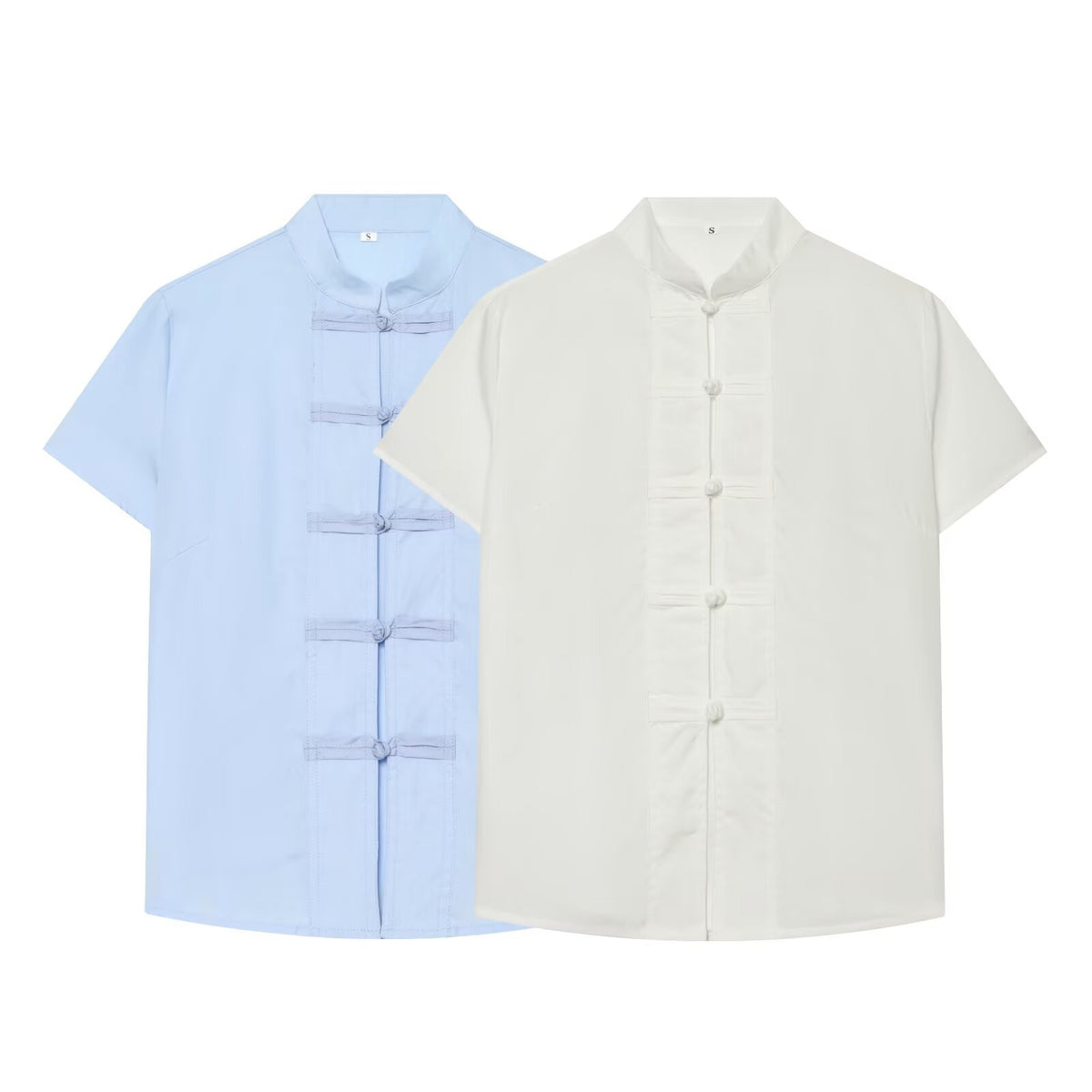 Knot buckle stand up collar shirt