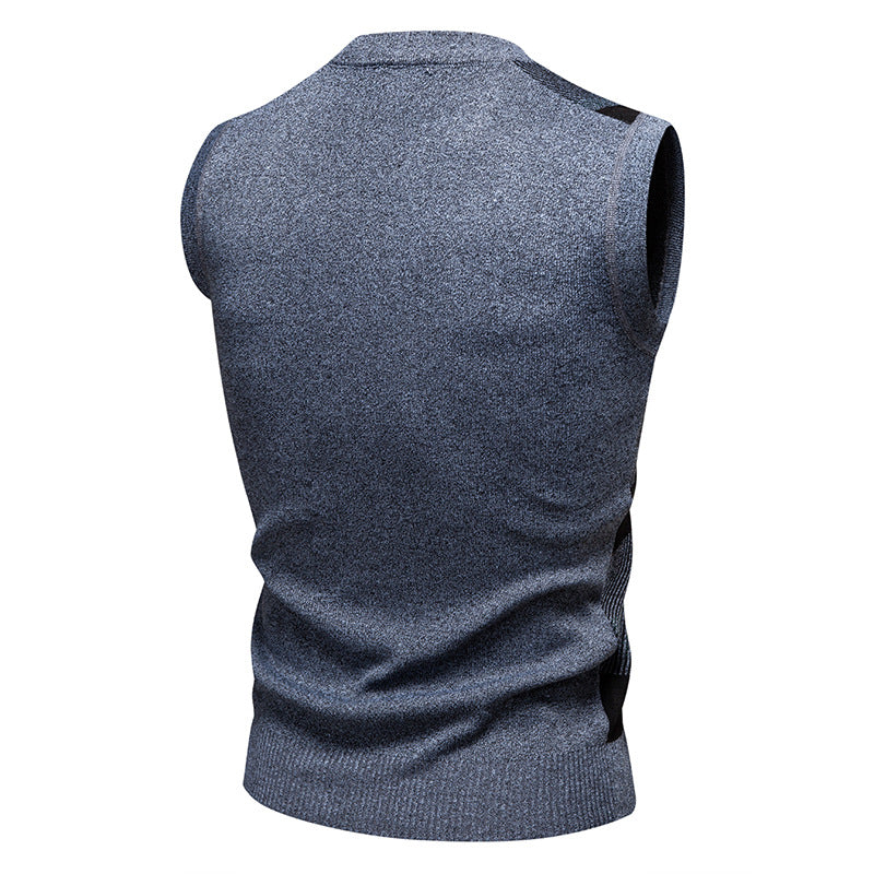 Sweater Knitwear Plaid V-Neck Pullover Casual Vest