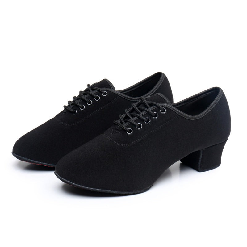 Chaussures de danse latine d'intérieur à double semelle en tissu Oxford pour hommes, chaussures d'entraînement de danse à talons hauts pour garçons, chaussures de danse de salon