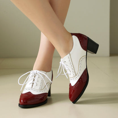 Women's Chunky Heel Lace-Up Brogues