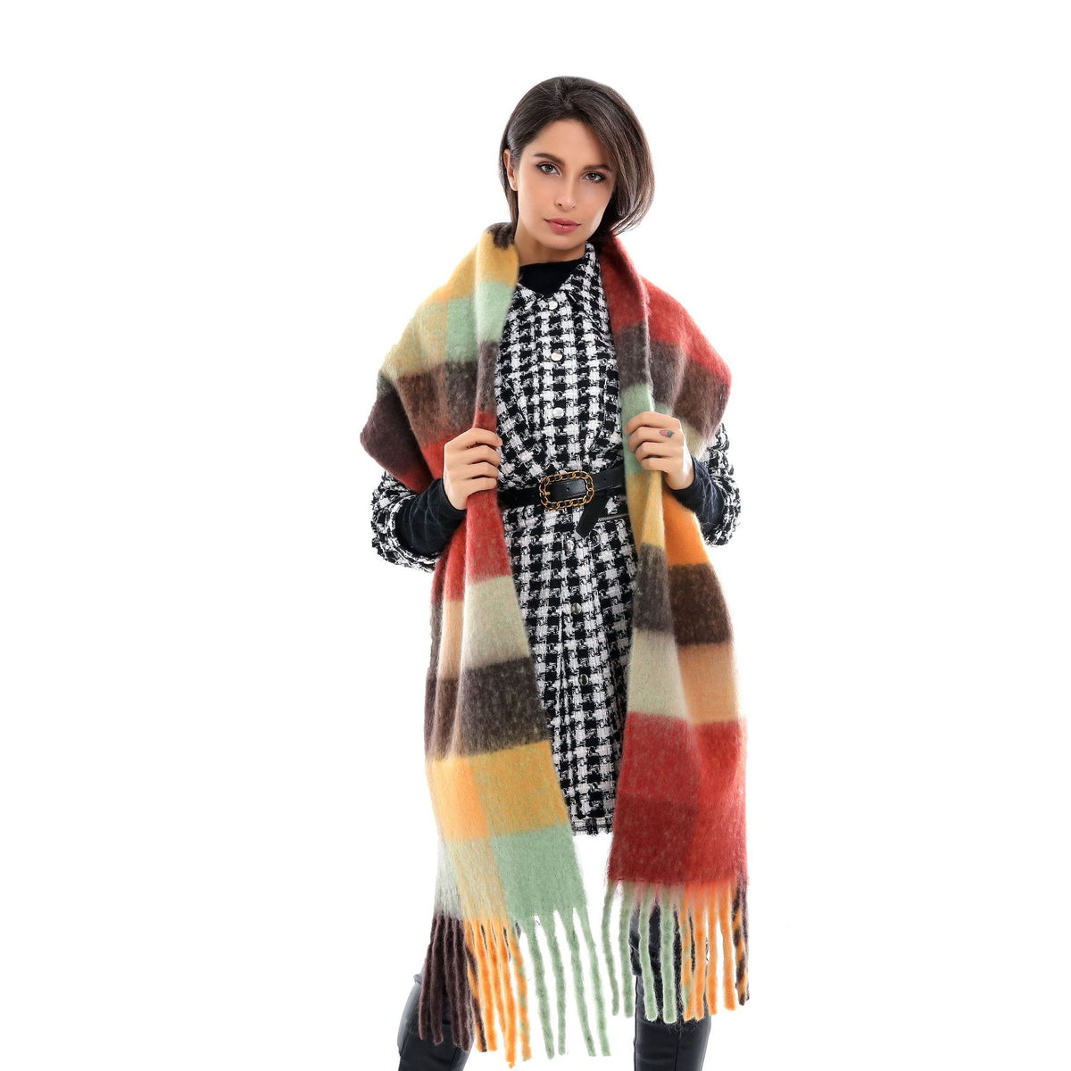 Women's leopard print tassel scarf - view 1