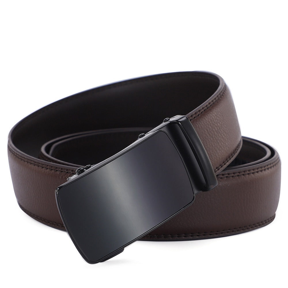 Men's high-end automatic buckle two-layer cowhide belt