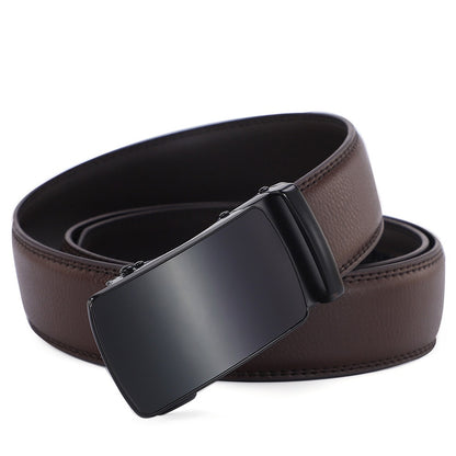 Men's high-end automatic buckle two-layer cowhide belt