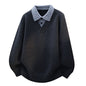 V-Neck Knit Polo Sweater