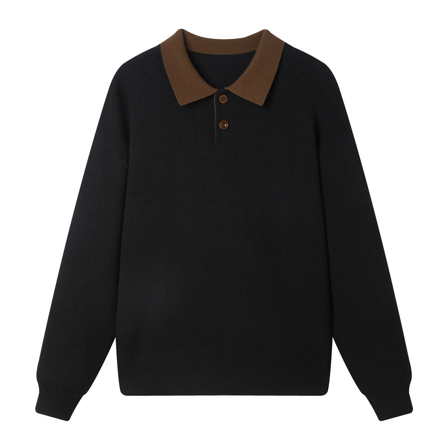 Long Sleeve Turn-Down Collar Knit Sweater