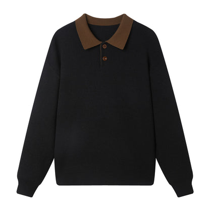 Long Sleeve Turn-Down Collar Knit Sweater