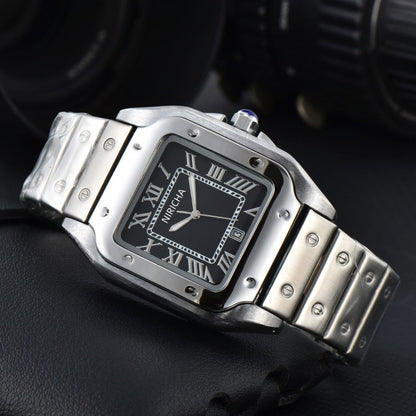 Stainless steel 3-pin square watch