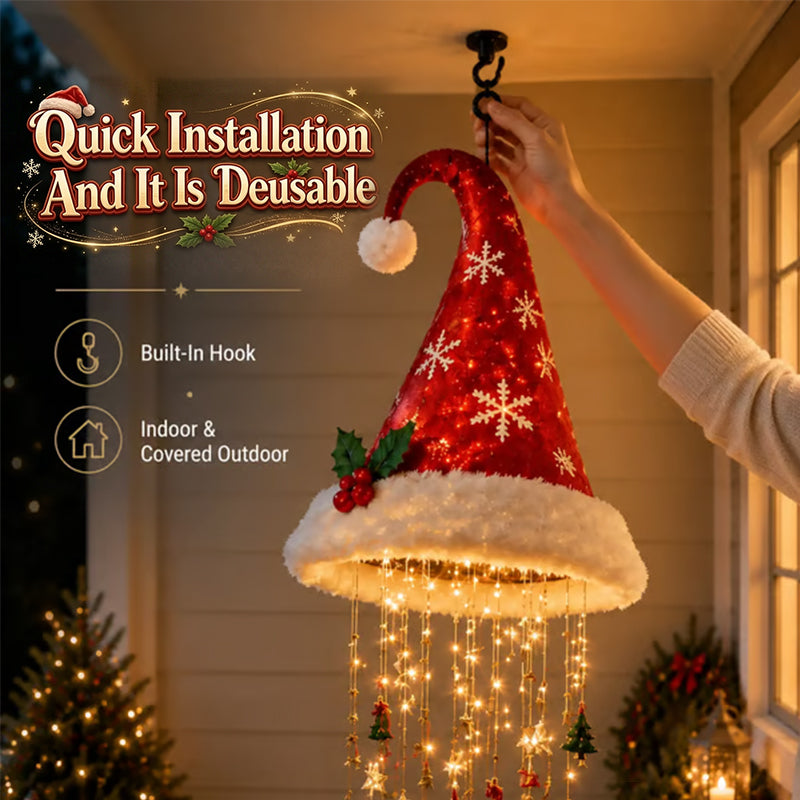 Lighted Santa Hat Hanging Chandelier