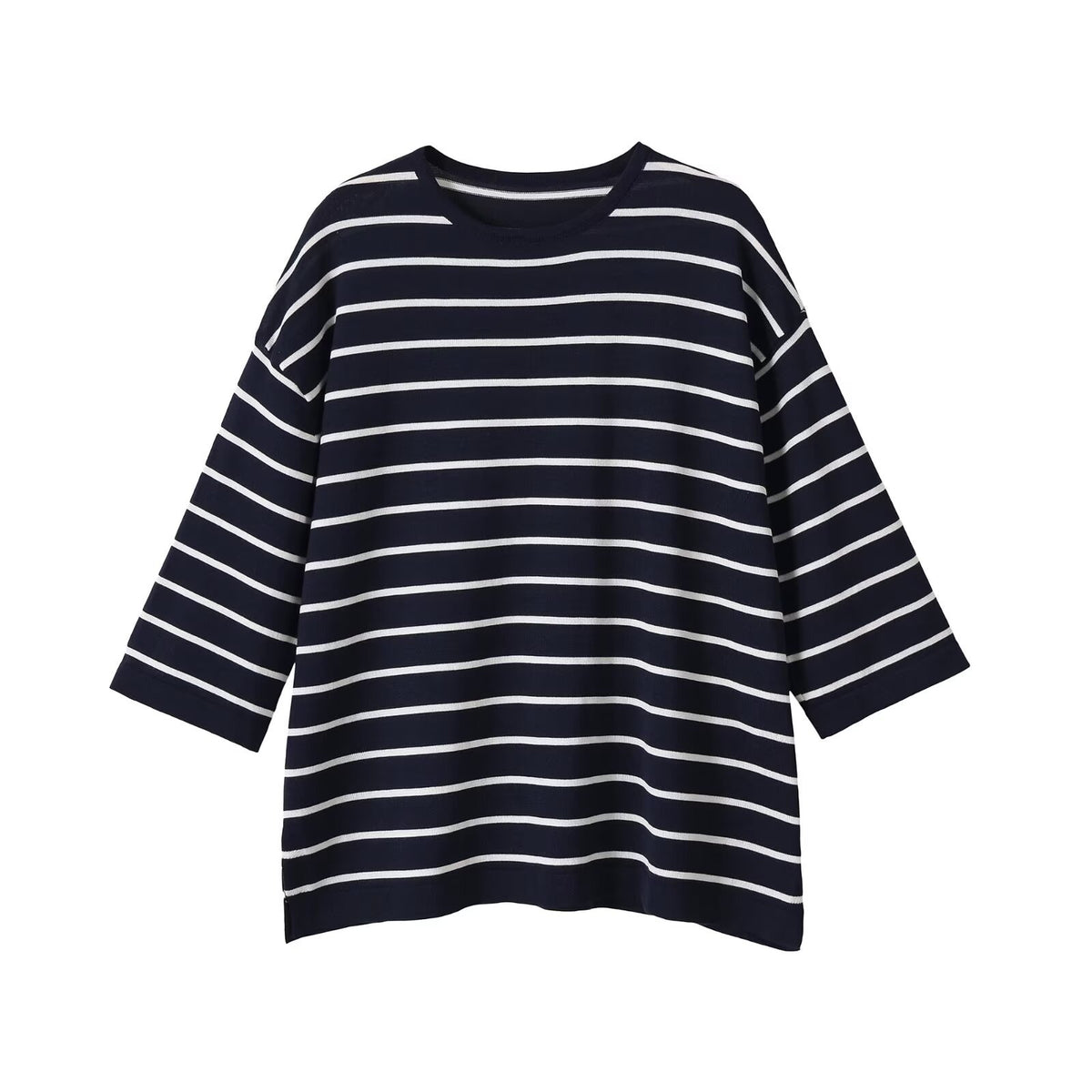 striped round neck knitted sweater for women