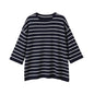 striped round neck knitted sweater for women