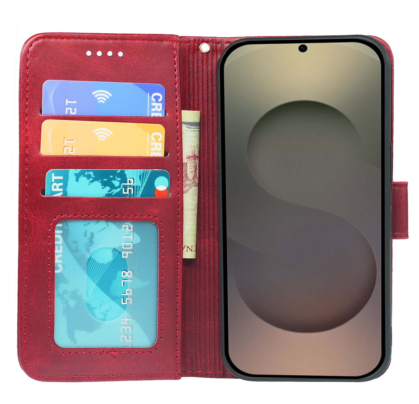 Étui portefeuille en cuir à rabat pour Samsung Galaxy S26 Series