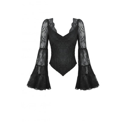 Haut Zuri gothique romantique en dentelle à manches cloche et poignets superposés Dark in Love