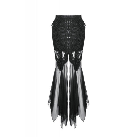 Dark in Love Nevaeh Gothic Lace and Mesh Mermaid Skirt