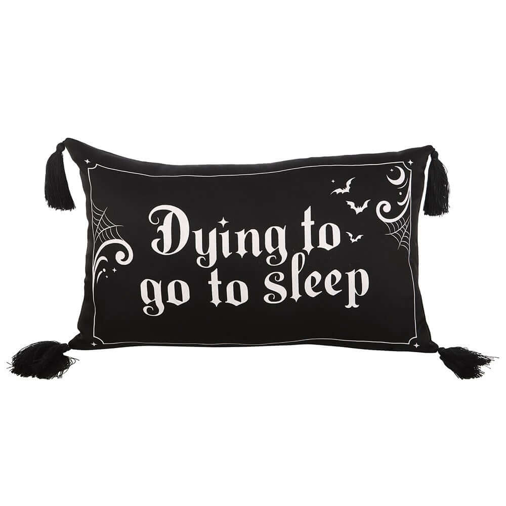 Coussin en satin « Gothic Gifts Dying to Go to Sleep »