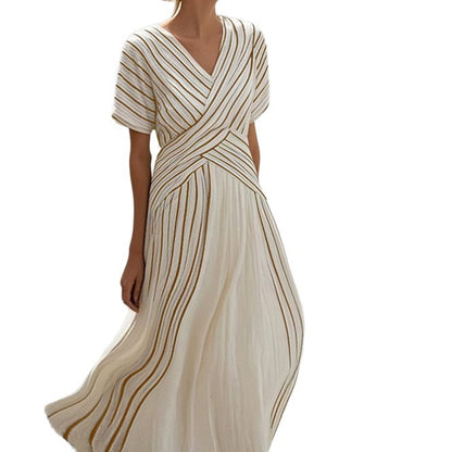 Loose Striped Retro Midi Dress