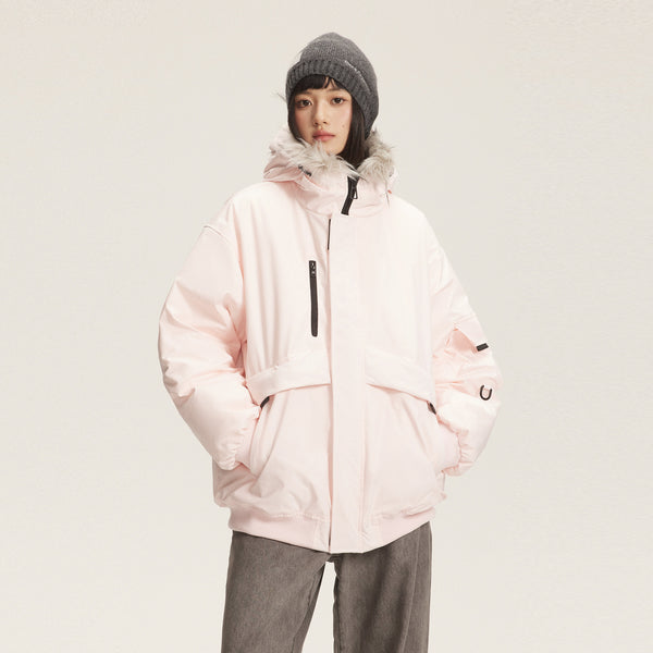 Doudoune parka à capuche avec col en fourrure rétro, épaisse pour femme, pour l'hiver