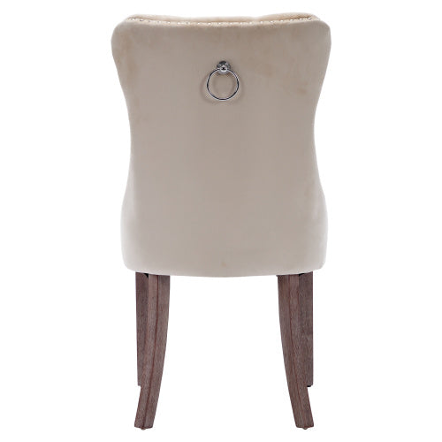 Modern Set Of 6 Upholstered Velvet Dining Chairs, Button Tufted Kitchen Lounge Chairs With Brushed Wood Legs, Riveted Trim And Knocker Ring, For Dining Room Living Room