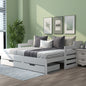 Daybed, Trundle And Drawer, Cabin Bed, SIngle Guest Bed Sofa Bed, Pull Out Trundle And Storage Drawer For Living Room And Bedroom -  3 90 X190 Cm - White