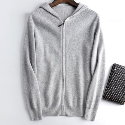 Men's Zipper Hooded Sweater Cardigan