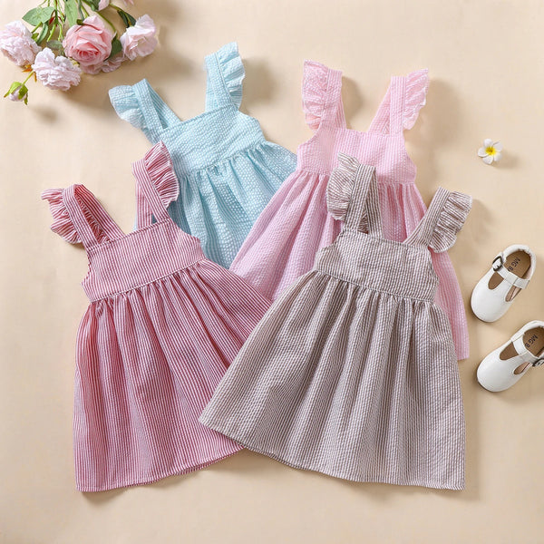 Robe d'été sans manches bouffante à volants pour bébé fille