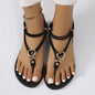 Womens Flat Flip-toe Beach Plus Size Rhinestone Sandals