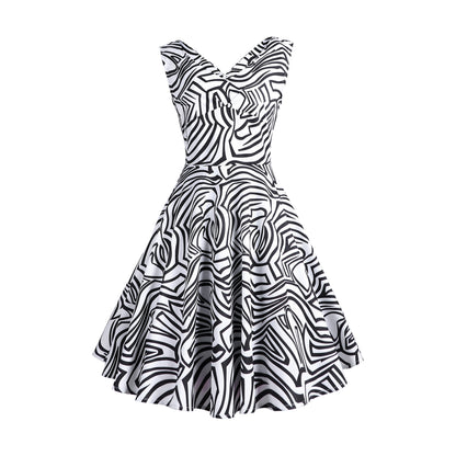 Retro Printed Maxi Sleeveless Dress Women