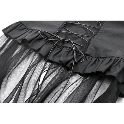Jupe-Corset Superposée en Mesh et Similicuir Draven Dark in Love