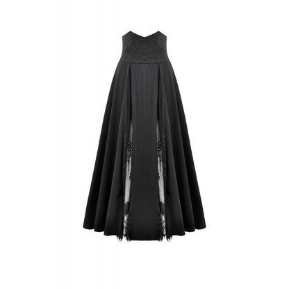 Dark In Love Dalaria High Waist Gothic Long Skirt - Lace Inset Panel