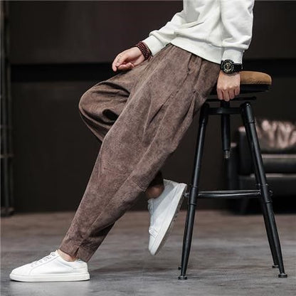 Mens Retro Corduroy Casual Straight Pants