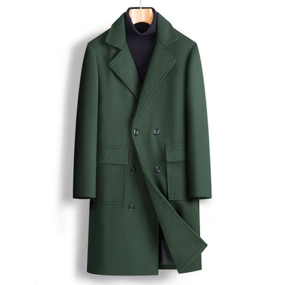 Men Double Breasted Mid-length Coat