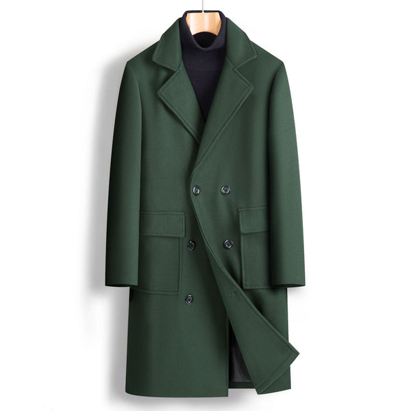 Men Double Breasted Mid-length Coat