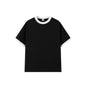 Contrast-color Short-sleeve Crew Neck Spliced Color