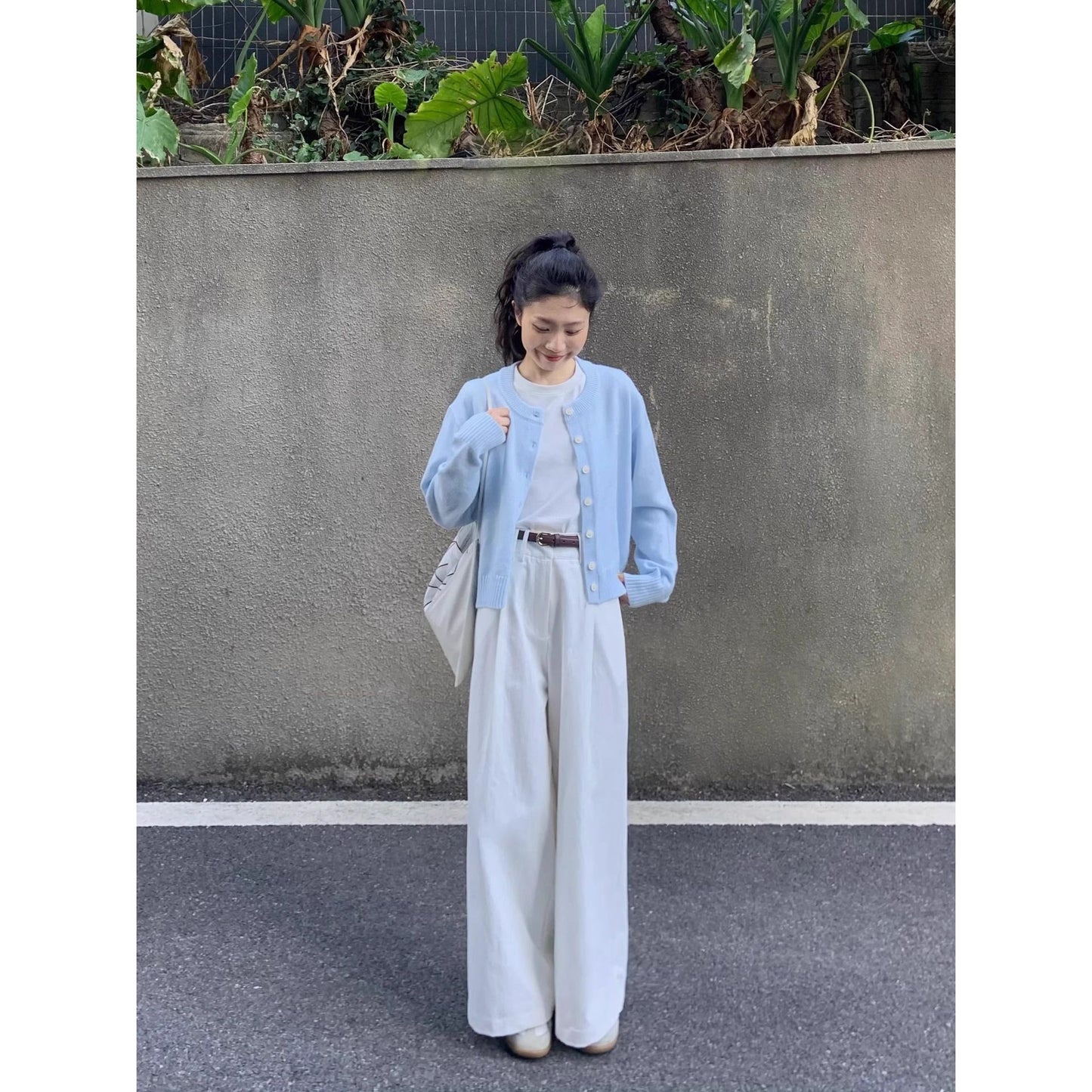 Single-Breasted Knit Cardigan Top